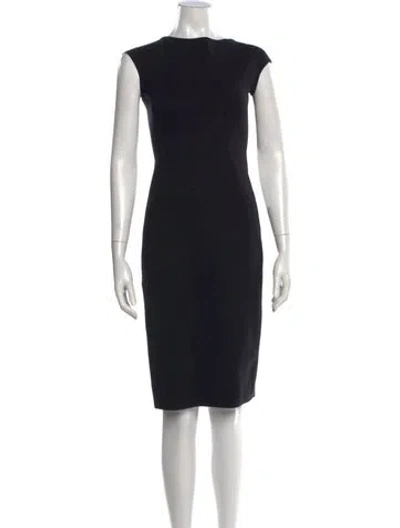 Pre-owned The Row Bateau Neckline Knee-length Dress In Black