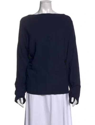 Pre-owned The Row Bateau Neckline Long Sleeve Blouse In Blue