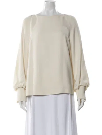 Pre-owned The Row Bateau Neckline Long Sleeve Blouse In Neutral