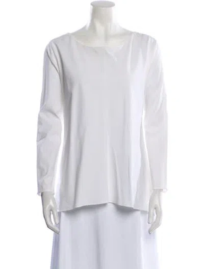 Pre-owned The Row Bateau Neckline Long Sleeve Blouse In White