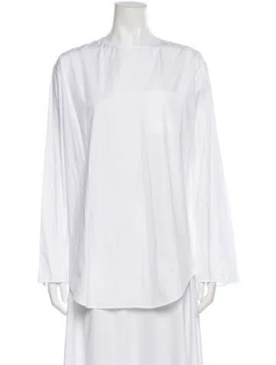 Pre-owned The Row Bateau Neckline Long Sleeve Blouse In White