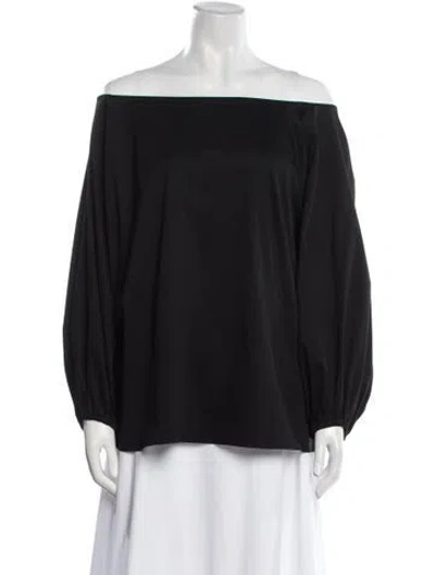 Pre-owned The Row Bateau Neckline Long Sleeve Off-the-shoulder Blouse In Black