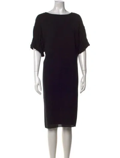 Pre-owned The Row Bateau Neckline Midi Length Dress In Black