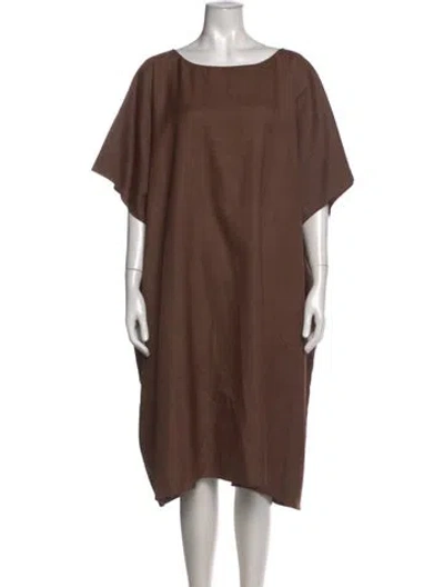 Pre-owned The Row Bateau Neckline Midi Length Dress In Brown