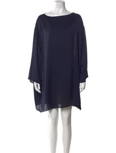 Pre-owned The Row Bateau Neckline Mini Dress In Blue
