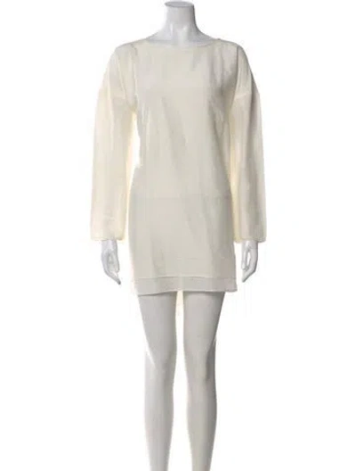 Pre-owned The Row Bateau Neckline Mini Dress In White