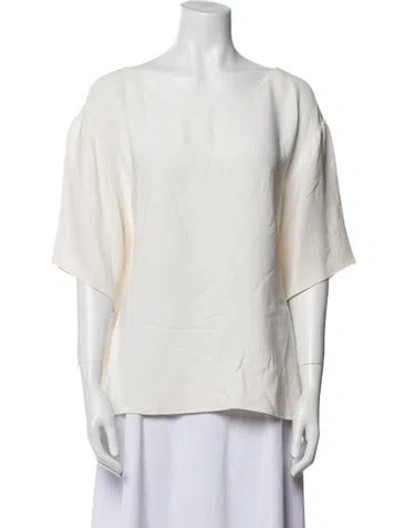Pre-owned The Row Bateau Neckline Short Sleeve Blouse In White
