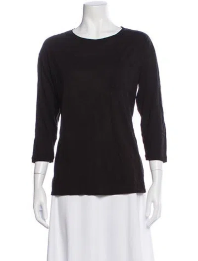 Pre-owned The Row Bateau Neckline Three-quarter Sleeve Top In Black