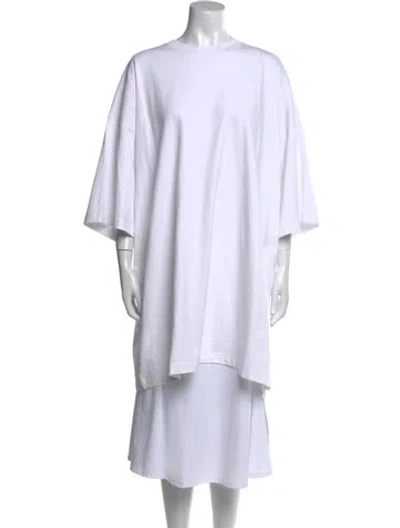 Pre-owned The Row Bateau Neckline Three-quarter Sleeve Tunic In White