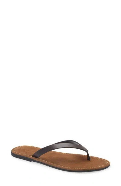 The Row Leather Beach Thong Sandals Flat Sole In Black