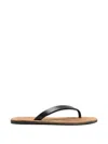 The Row Leather Beach Thong Sandals Flat Sole In Black