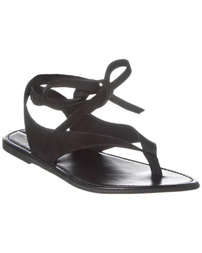The Row Beach Leather Sandal In Black