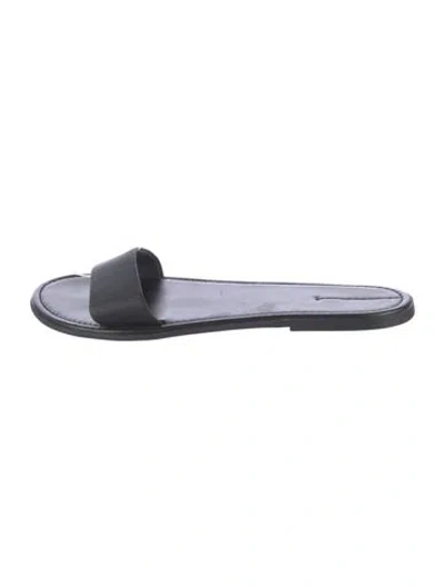 Pre-owned The Row Beach Leather Slides In Black