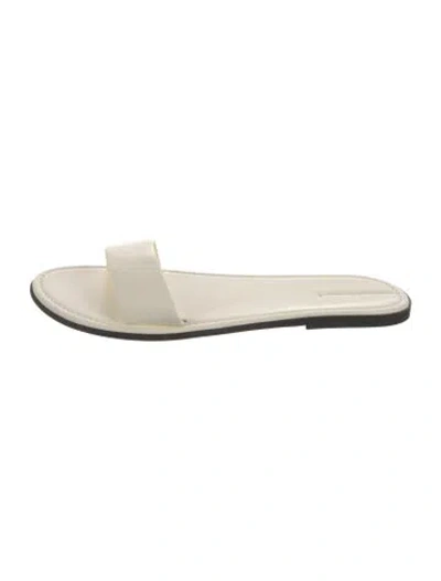 Pre-owned The Row Beach Leather Slides In White