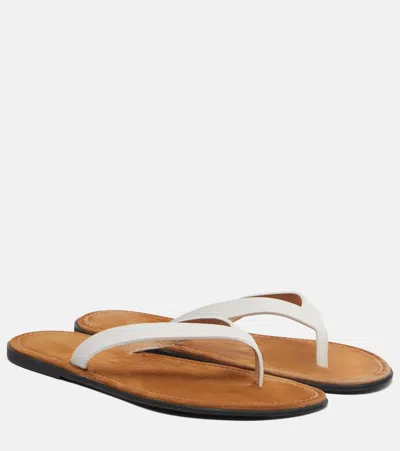 The Row Beach Leather Thong Sandals In White