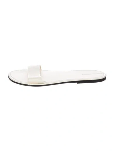 Pre-owned The Row Beach Slide Leather Slides In White