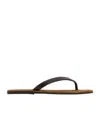 The Row Leather Beach Thong Sandals Flat Sole In Brown