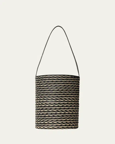 The Row Beau Small Striped North-south Shoulder Bag In Black