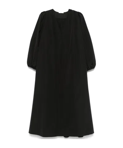 The Row Beauvoir V-neck Midi Dress In Black