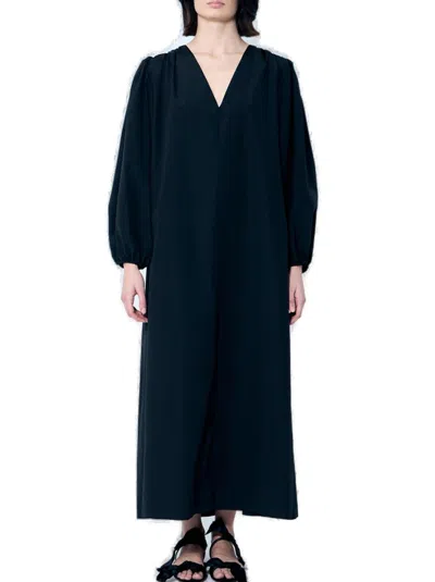THE ROW BEAUVOIR V-NECK MIDI DRESS