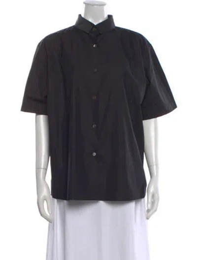 Pre-owned The Row 'bec' Short Sleeve Button-up Top In Black