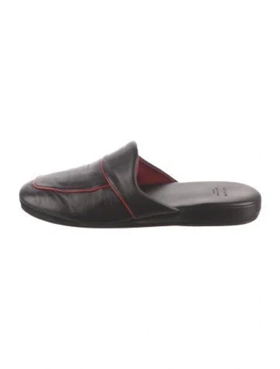 Pre-owned The Row Beck Leather Mules In Black