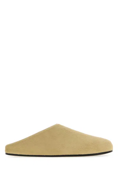 The Row Beige Calf Hair Hudson Slippers In Neutral