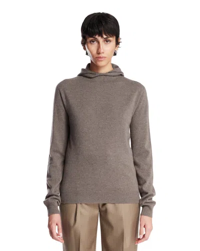 The Row Beige Cashmere Hooded Sweater In Gray