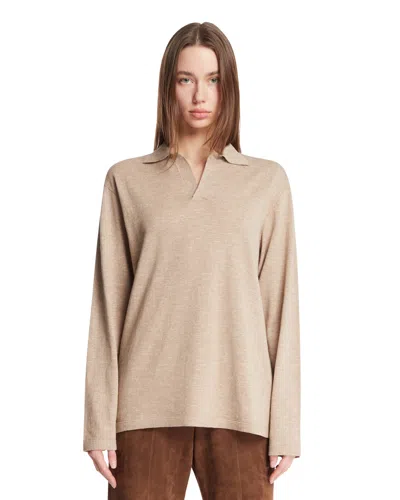 The Row Beige Cotton And Linen Polo In Neutral