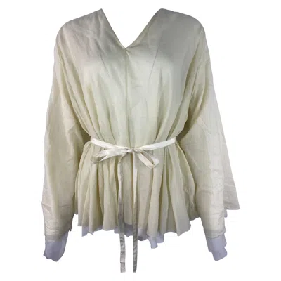 Pre-owned The Row Beige Cotton Blouse Top, Size Xs In Brown