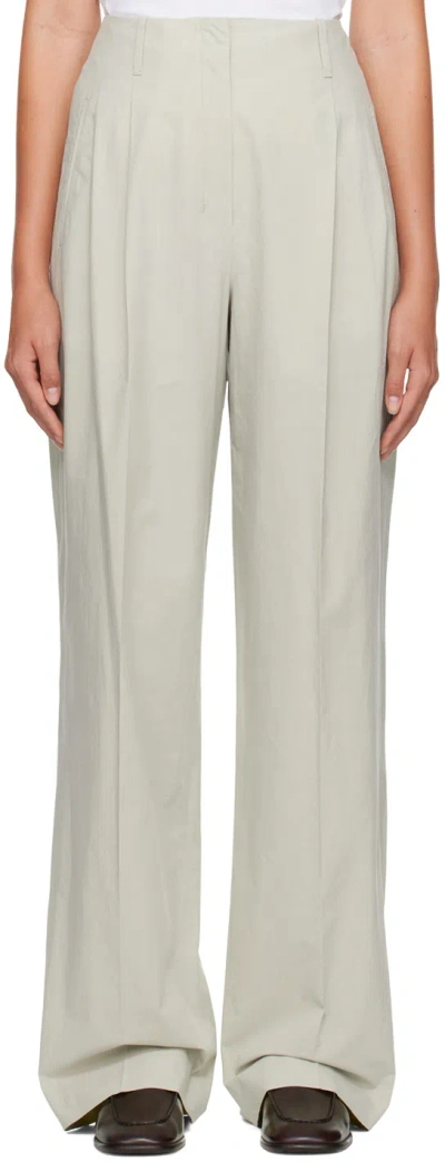 The Row Gaugin Pleated Cotton-poplin Wide-leg Pants In Stone
