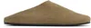 The Row Beige Hudson Suede Slide Loafers In Green