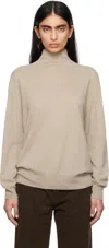 The Row Jabari Mock-neck Oversized Cashmere Sweater In Bel Beige Melange