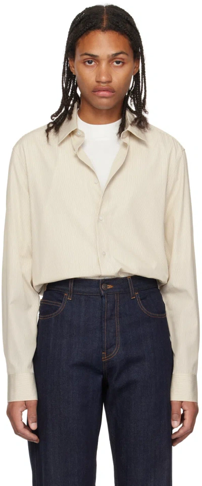 The Row Beige Julio Shirt In Brown/yellow