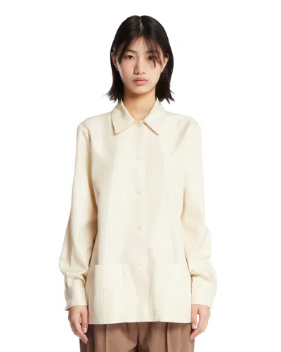 The Row Beige Lucetta Silk Shirt In Neutral
