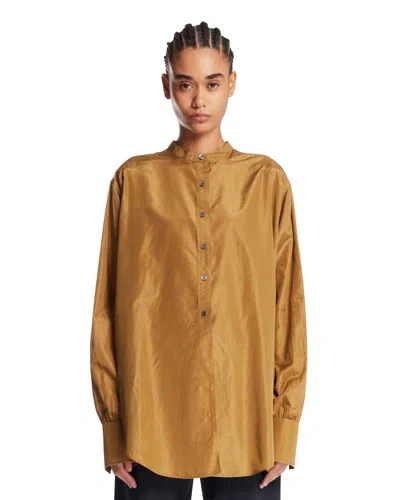 The Row Beige Lula Silk Shirt In Brown