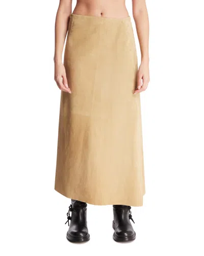 The Row Beige Midi Leather Skirt In Neutral