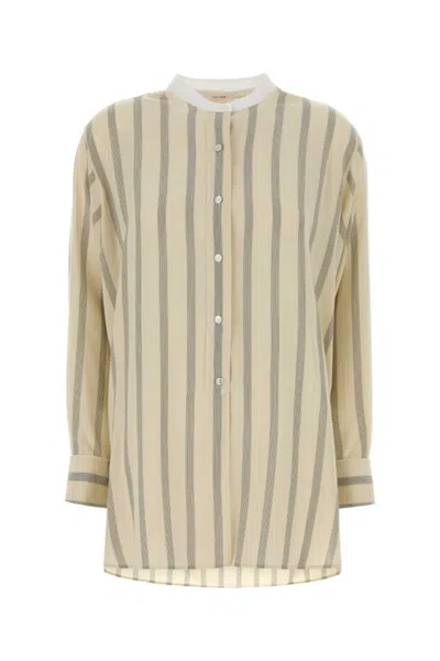 The Row Embroidered Silk Falco Shirt In Animal Print