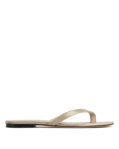 The Row Beige Sasha Velvet Flip-flop Sandals In Gold