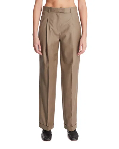 The Row Beige Sorina Wool Trousers In Brown