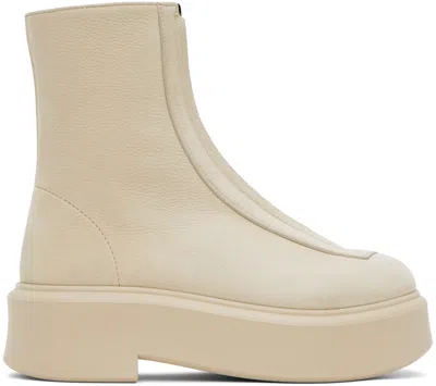 THE ROW BEIGE ZIPPED I BOOTS