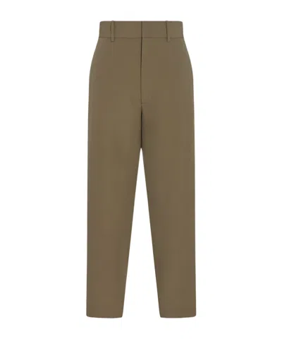 The Row Belt Loop Wool Casual Pants In Green