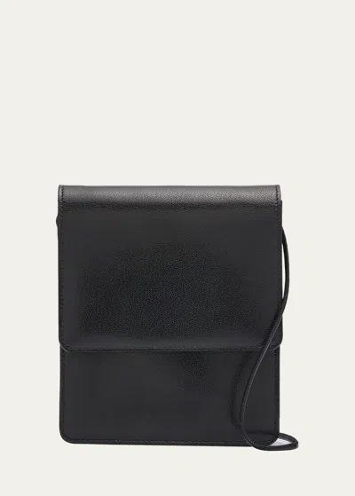 The Row Belt Pouch Bag In Waxy Grain Leather In Black