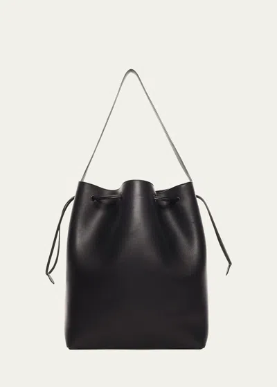 The Row Belvedere Leather Bucket Bag In Black