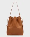 The Row Belvedere Bucket Bag In Saddle Leather In Brandy