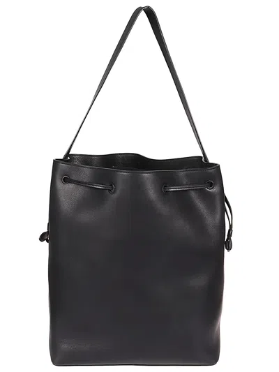 The Row Belvedere Leather Bucket Bag In Black