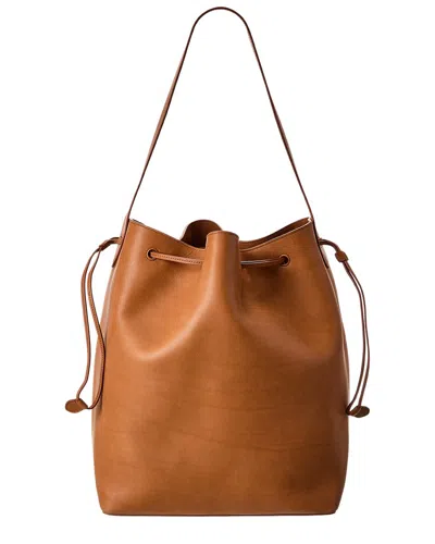 The Row Belvedere Leather Bucket Bag In Brown