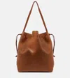 The Row Belvedere Leather Bucket Bag In Coffee