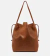 The Row Belvedere Leather Bucket Bag In Brown