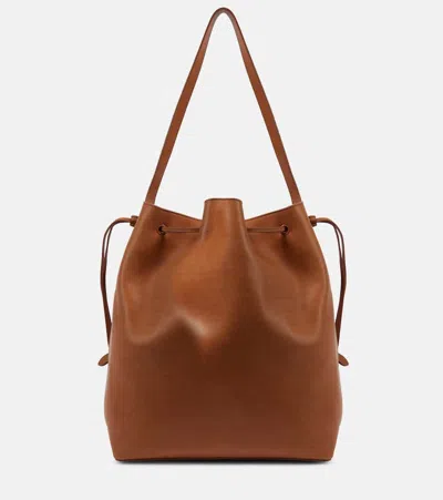 The Row Belvedere Leather Bucket Bag In Brown
